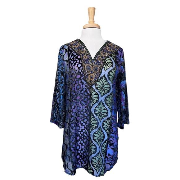 Soft Surroundings Women's S Purple Black Burnout Whimsigoth Celestial Tunic Top - Picture 1 of 6